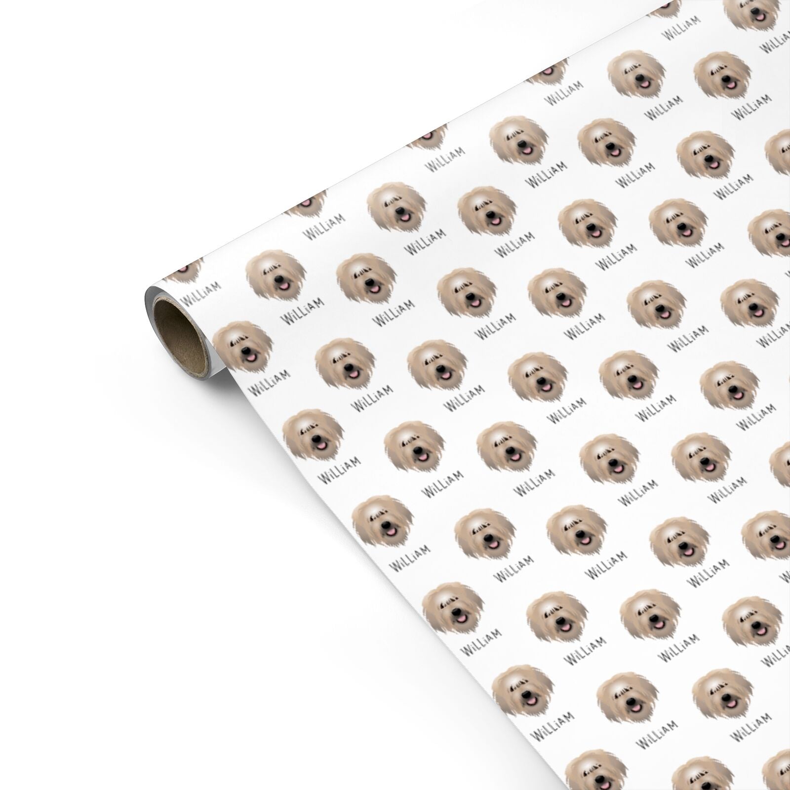 Catalan Sheepdog Icon with Name Personalised Gift Wrap