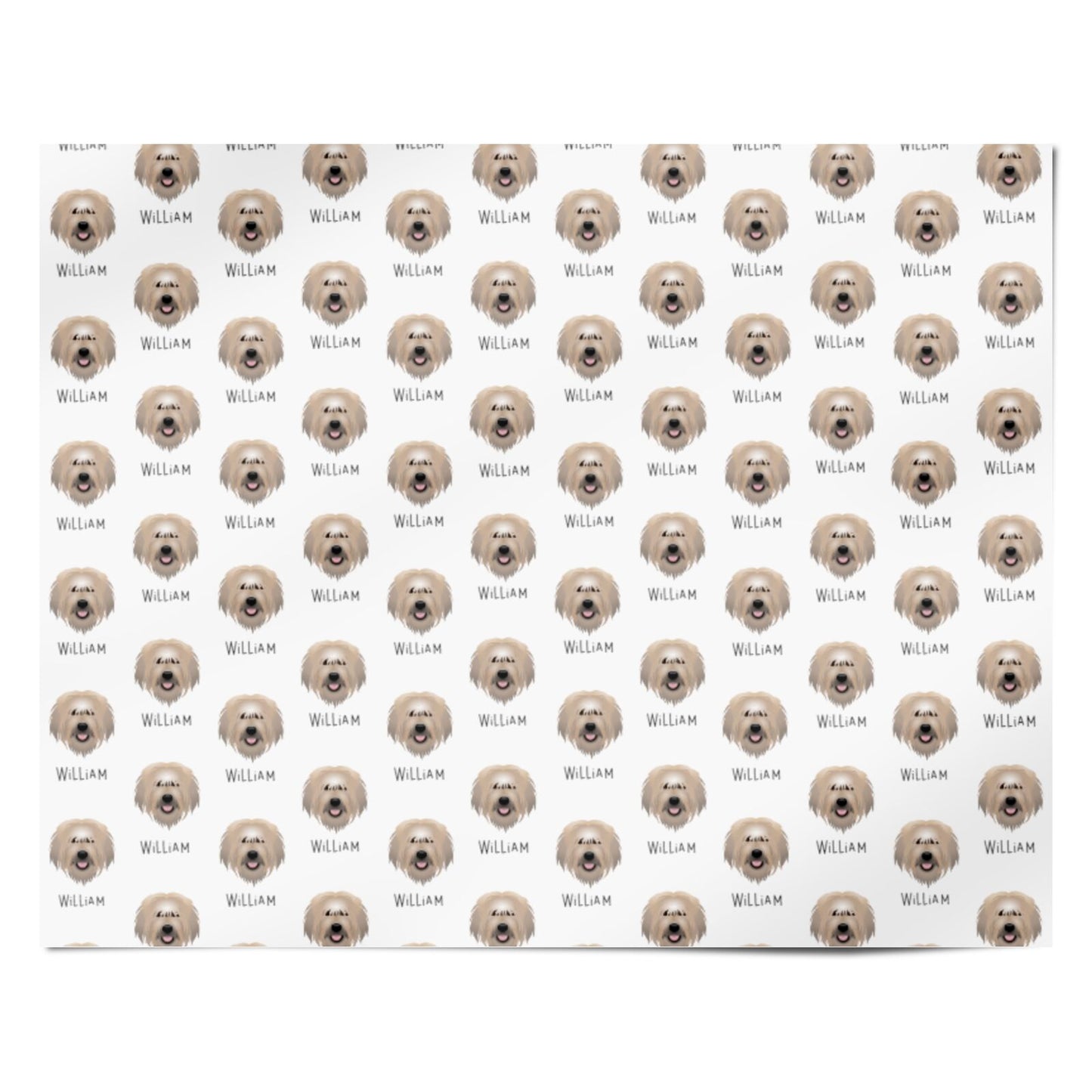 Catalan Sheepdog Icon with Name Personalised Wrapping Paper Alternative