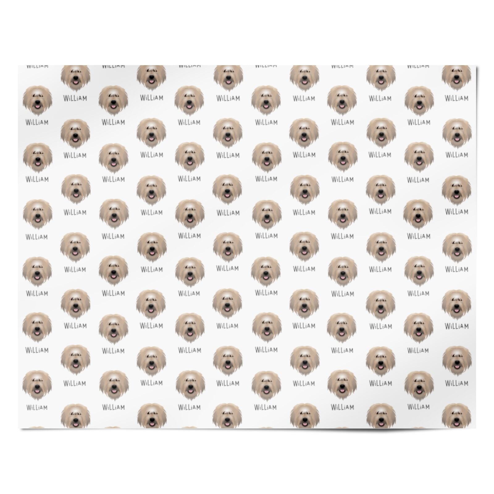 Catalan Sheepdog Icon with Name Personalised Wrapping Paper Alternative