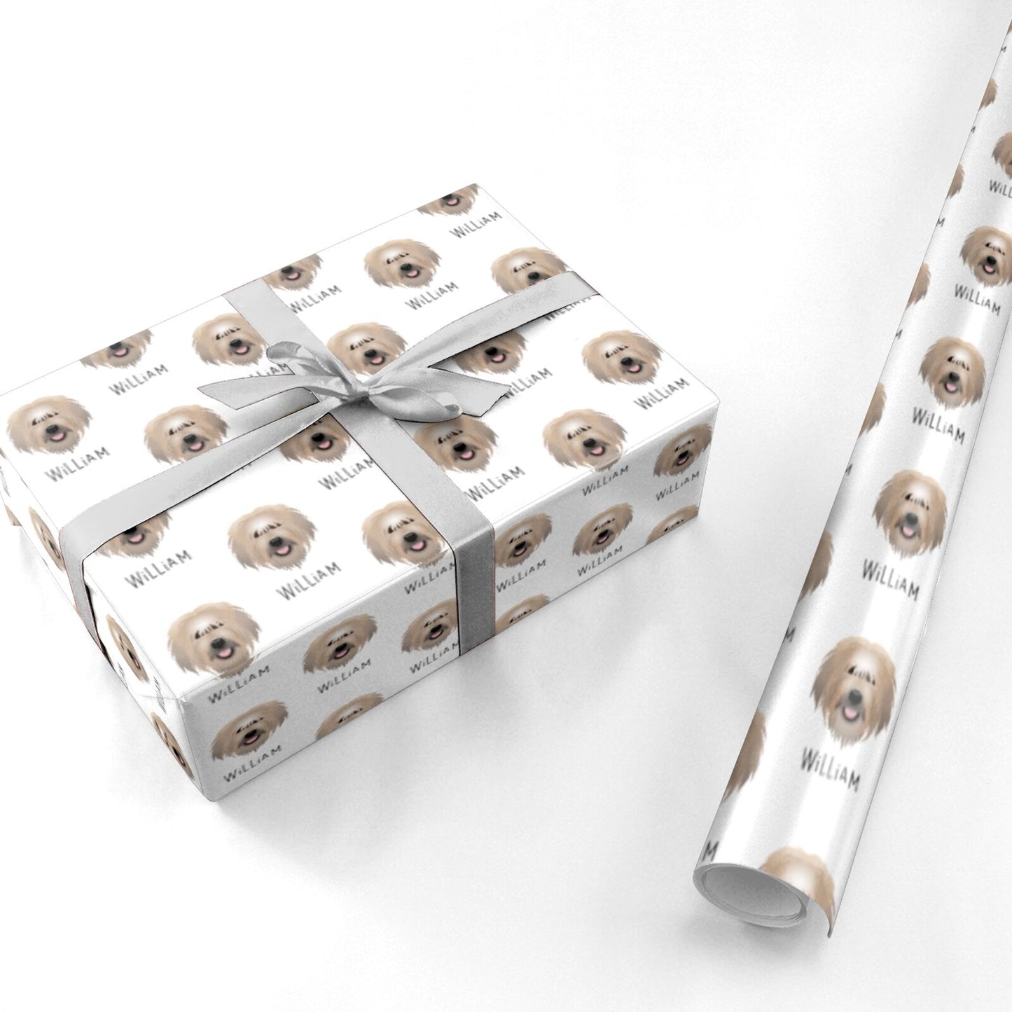 Catalan Sheepdog Icon with Name Personalised Wrapping Paper