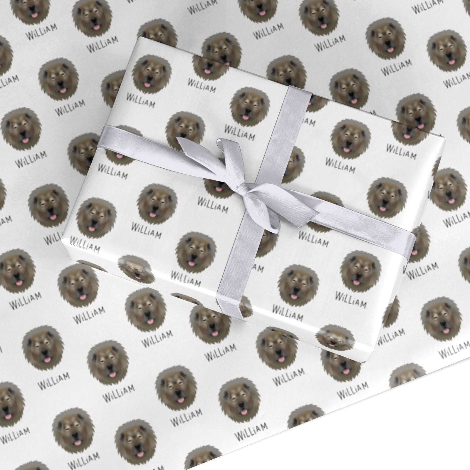 Causasian Shepherd Icon with Name Custom Wrapping Paper