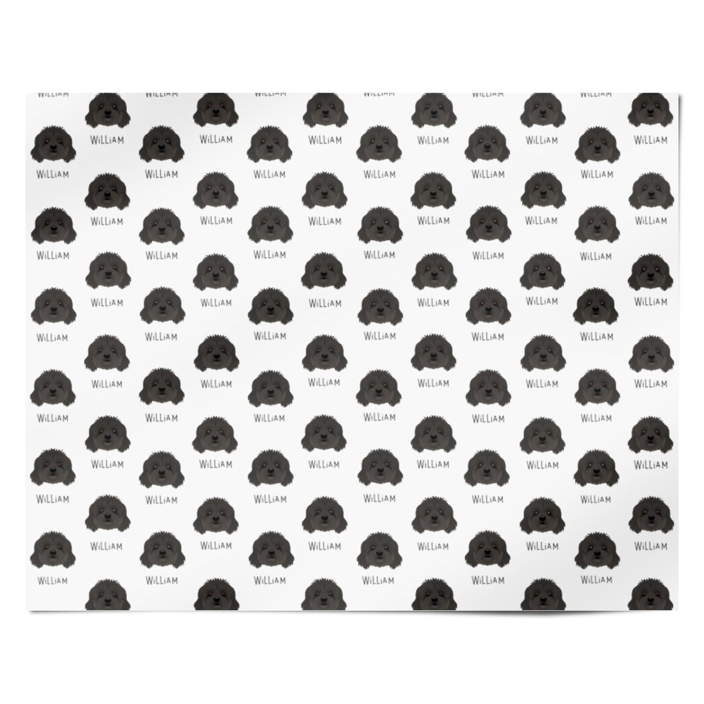 Cavapoo Icon with Name Personalised Wrapping Paper Alternative