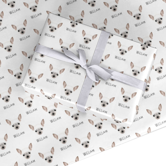 Chihuahua Icon with Name Custom Wrapping Paper