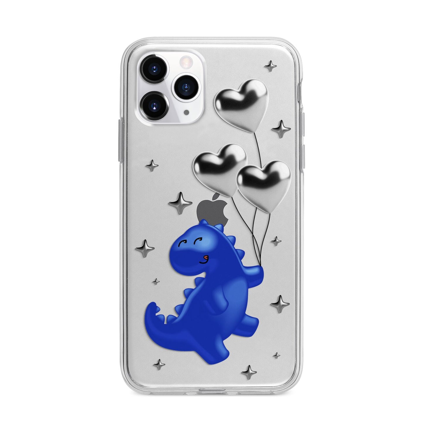 Chrome Dinosaur Balloons Apple iPhone 11 Pro Max in Silver with Bumper Case