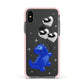 Chrome Dinosaur Balloons Apple iPhone Xs Impact Case Pink Edge on Black Phone