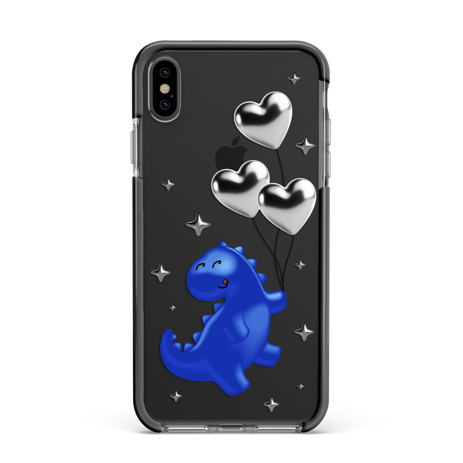 Chrome Dinosaur Balloons Apple iPhone Xs Max Impact Case Black Edge on Black Phone