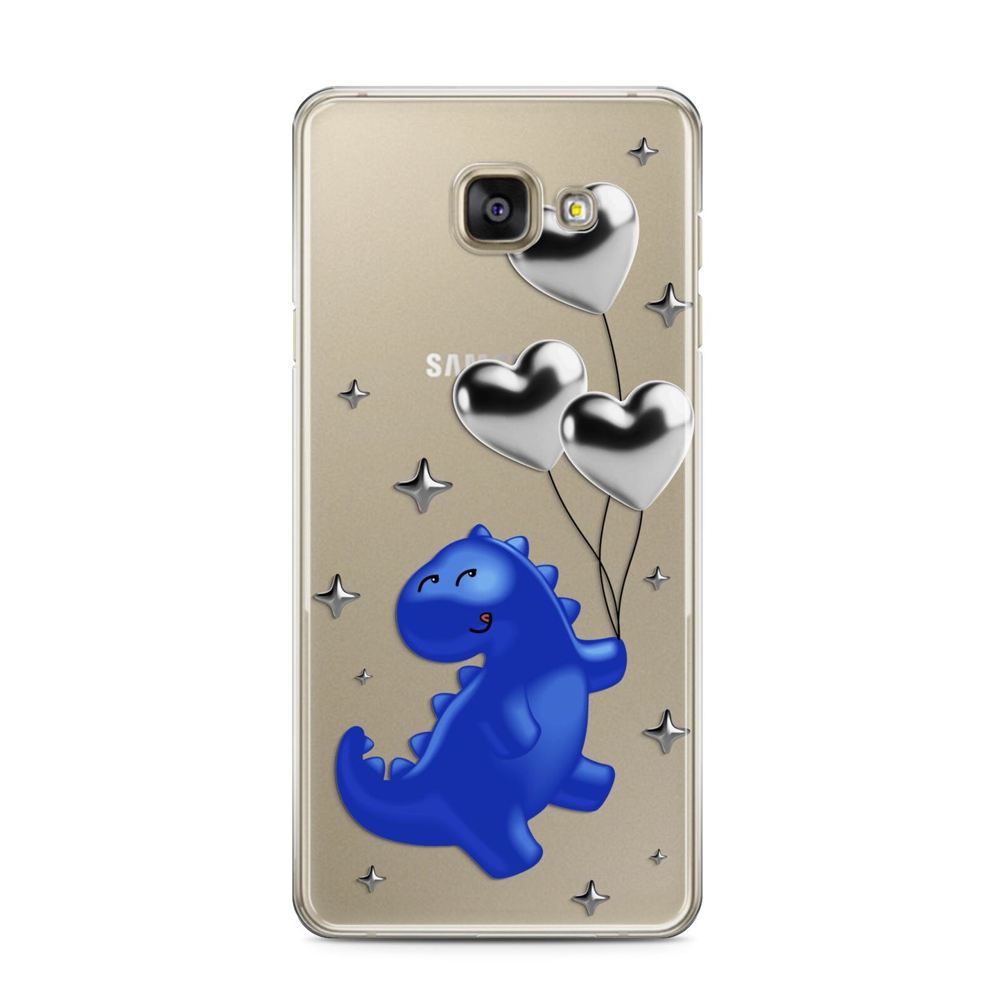 Chrome Dinosaur Balloons Samsung Galaxy A3 2016 Case on gold phone