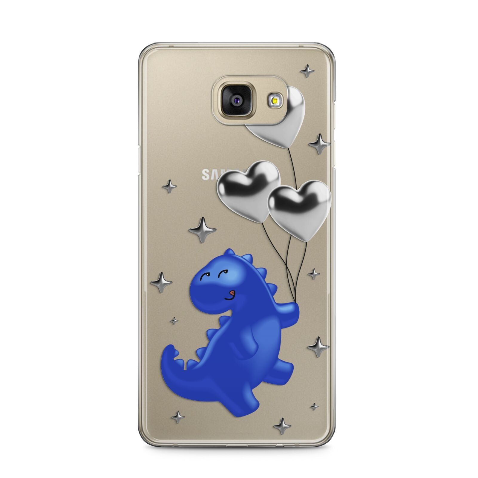 Chrome Dinosaur Balloons Samsung Galaxy A5 2016 Case on gold phone