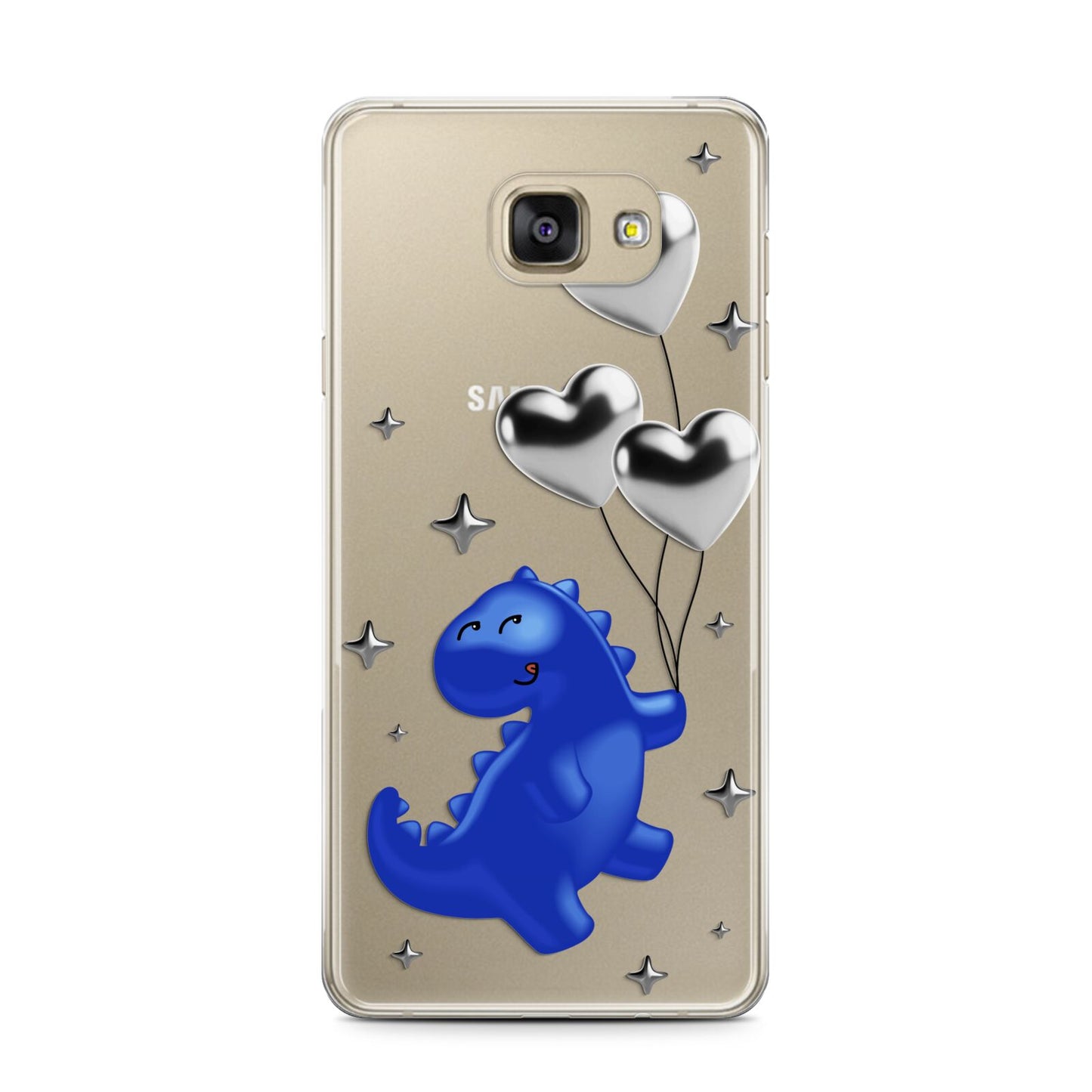 Chrome Dinosaur Balloons Samsung Galaxy A7 2016 Case on gold phone