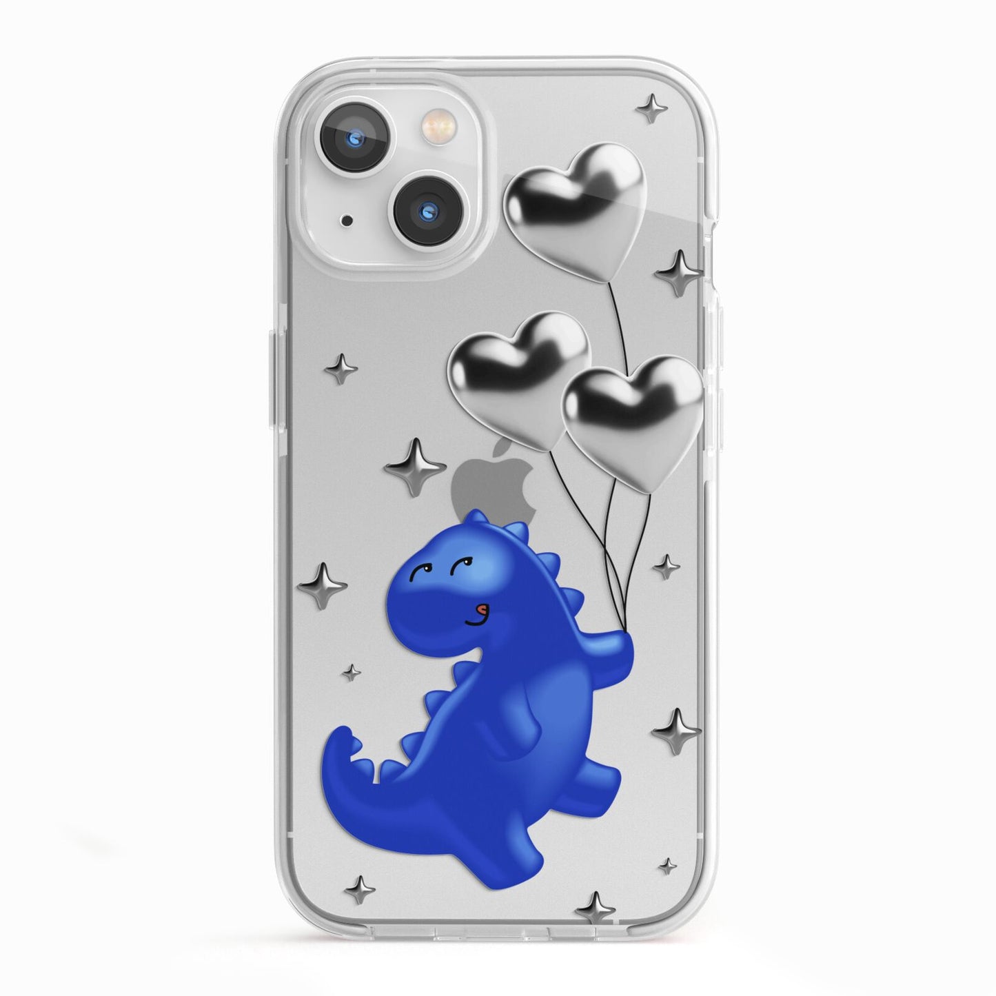 Chrome Dinosaur Balloons iPhone 13 TPU Impact Case with White Edges