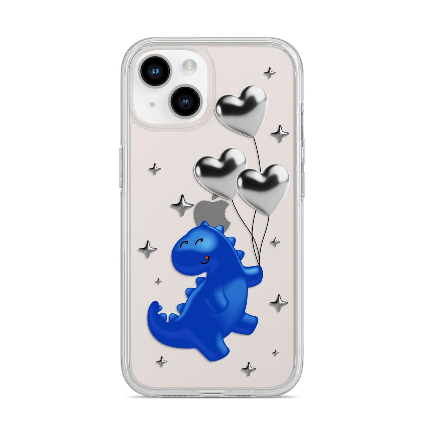 Chrome Dinosaur Balloons iPhone 14 Clear Tough Case Starlight