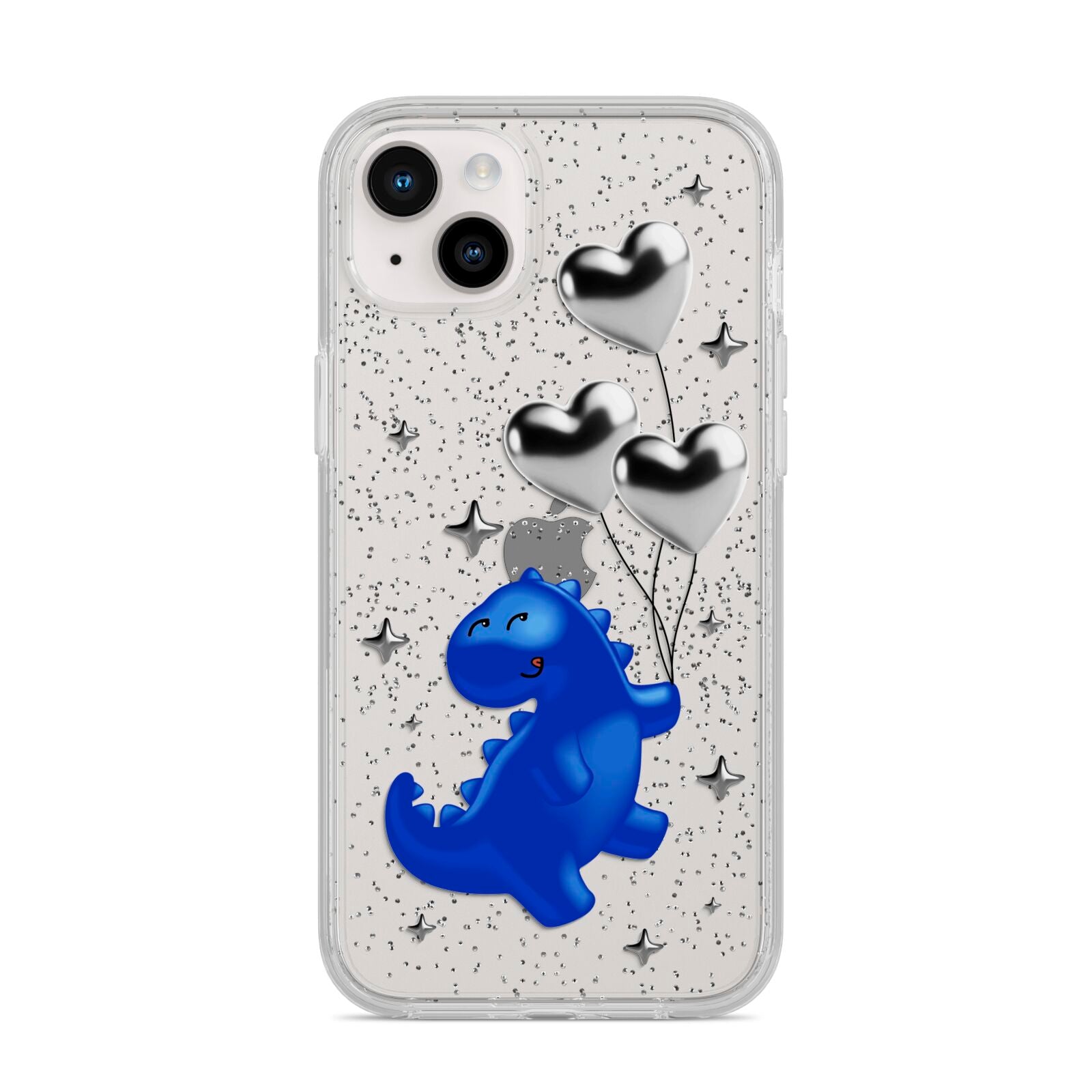 Chrome Dinosaur Balloons iPhone 14 Plus Glitter Tough Case Starlight