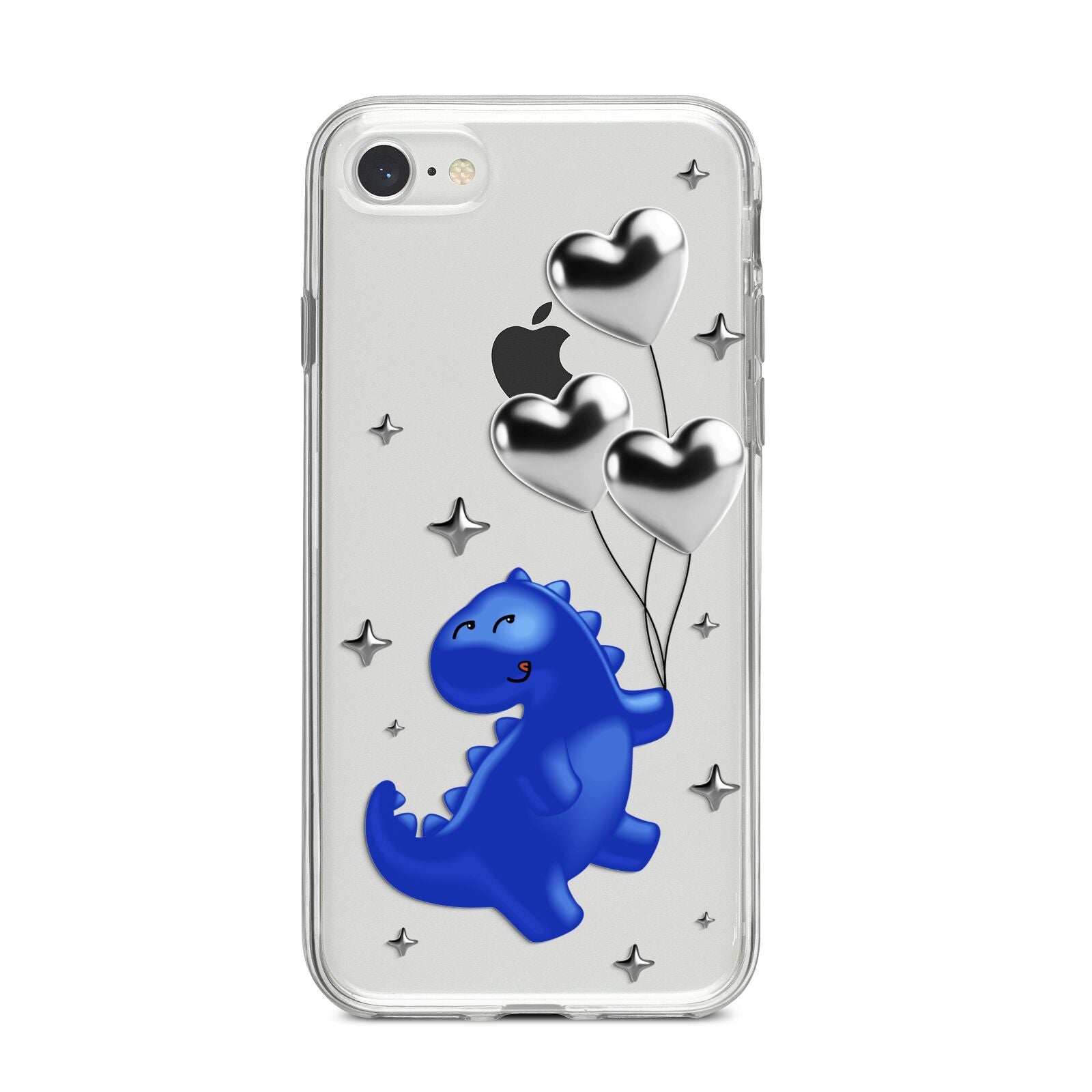 Chrome Dinosaur Balloons iPhone 8 Bumper Case on Silver iPhone