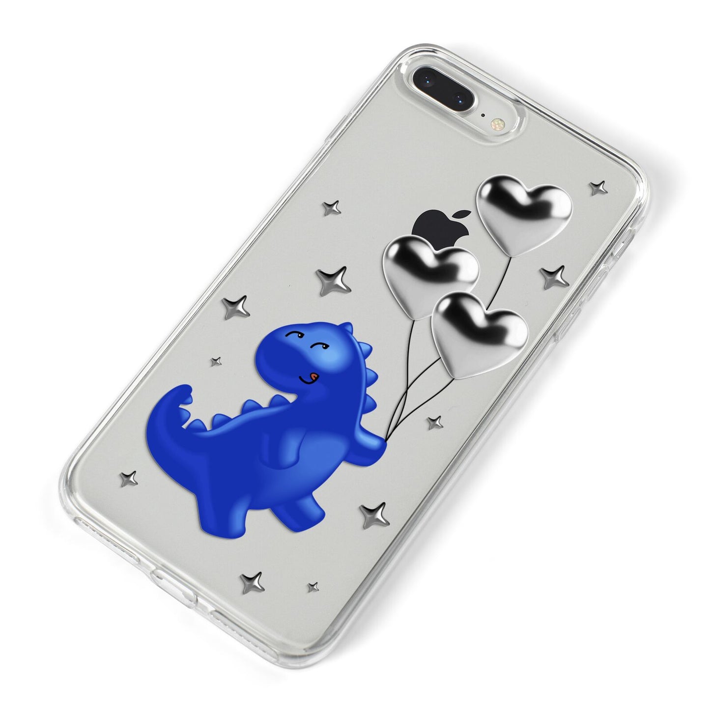 Chrome Dinosaur Balloons iPhone 8 Plus Bumper Case on Silver iPhone Alternative Image