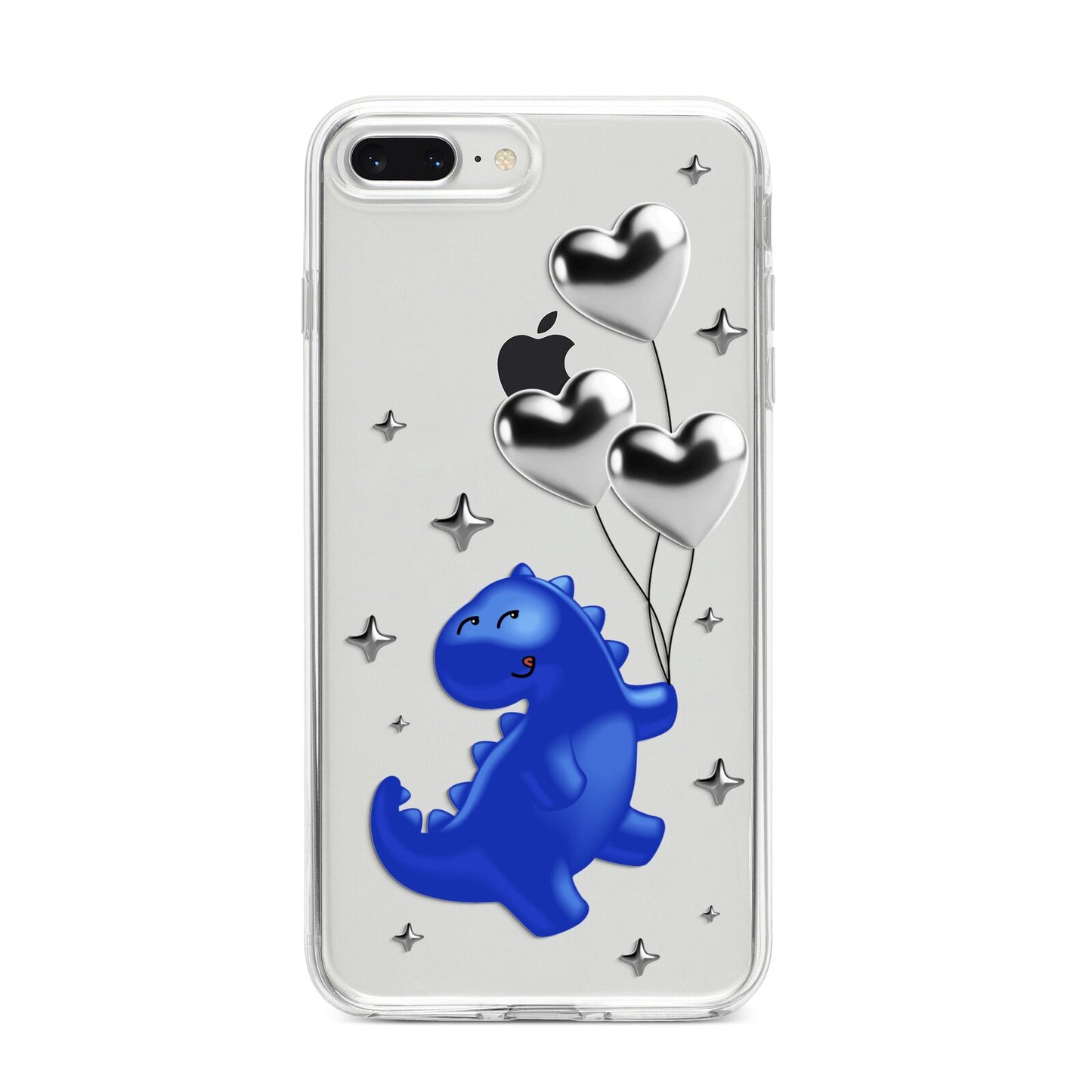 Chrome Dinosaur Balloons iPhone 8 Plus Bumper Case on Silver iPhone