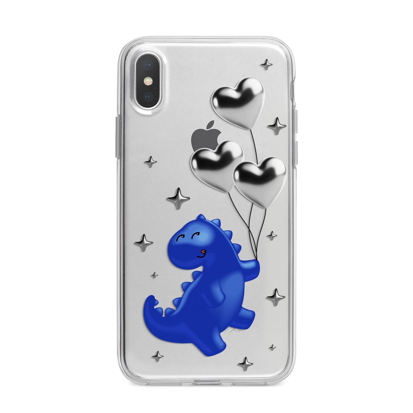 Chrome Dinosaur Balloons iPhone X Bumper Case on Silver iPhone Alternative Image 1