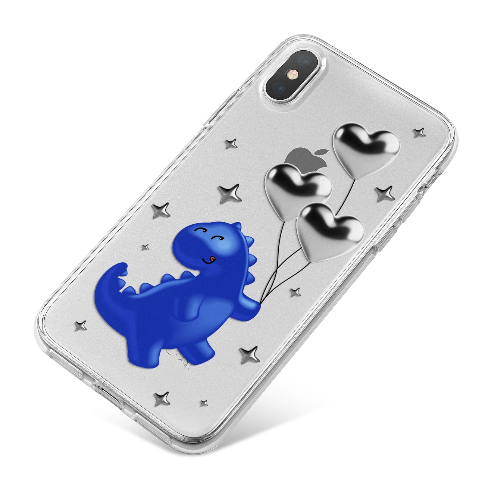 Chrome Dinosaur Balloons iPhone X Bumper Case on Silver iPhone