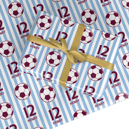 Claret and Blue Personalised Football Custom Wrapping Paper