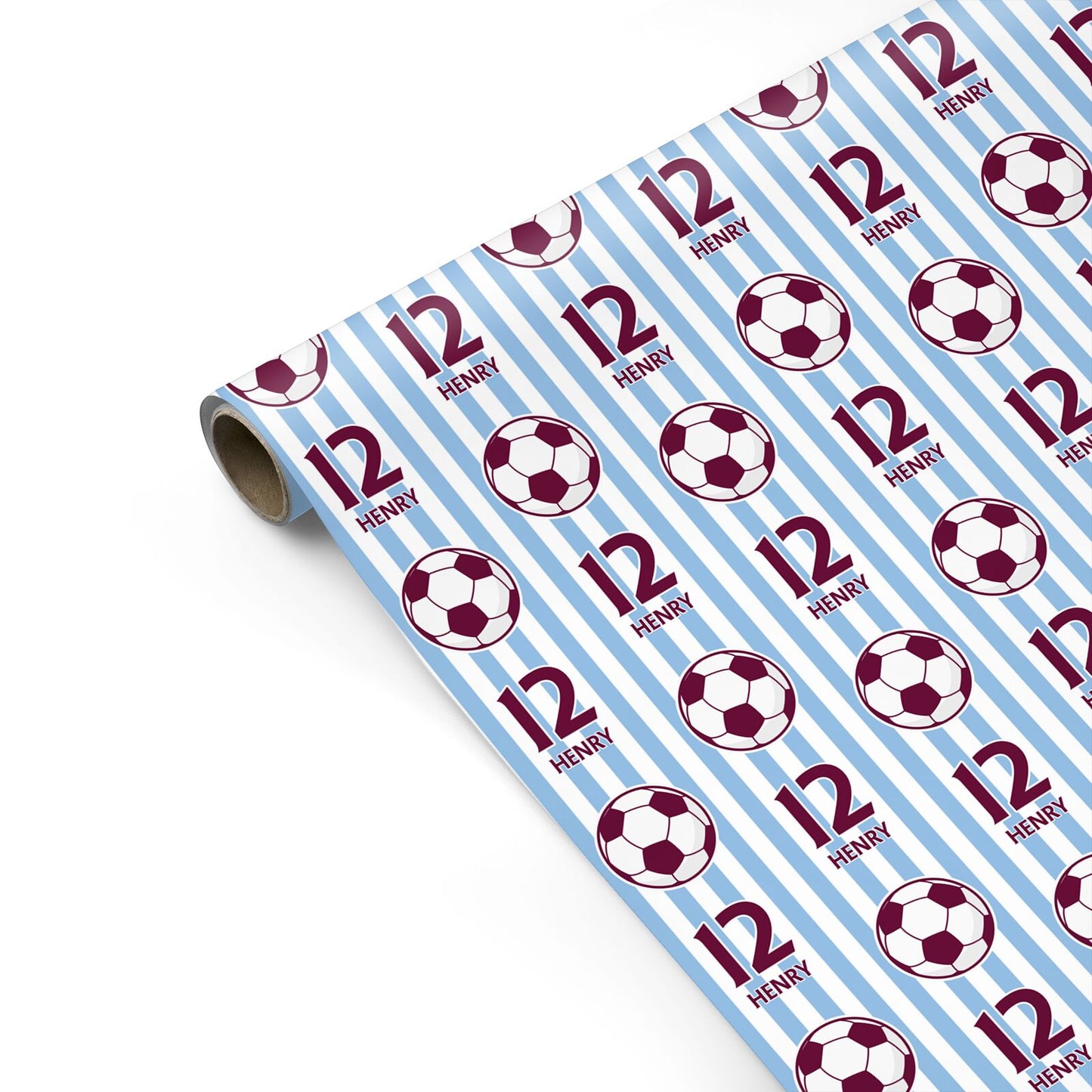 Claret and Blue Personalised Football Personalised Gift Wrap