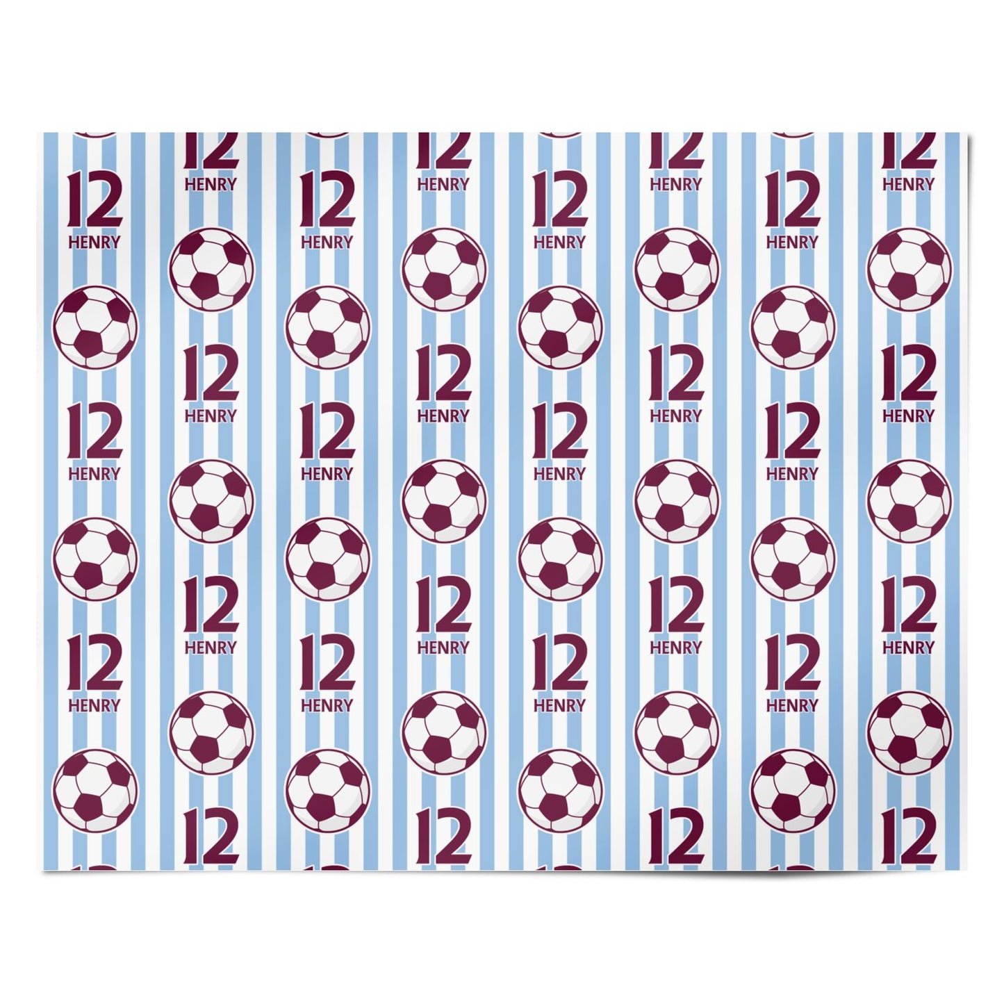 Claret and Blue Personalised Football Personalised Wrapping Paper Alternative