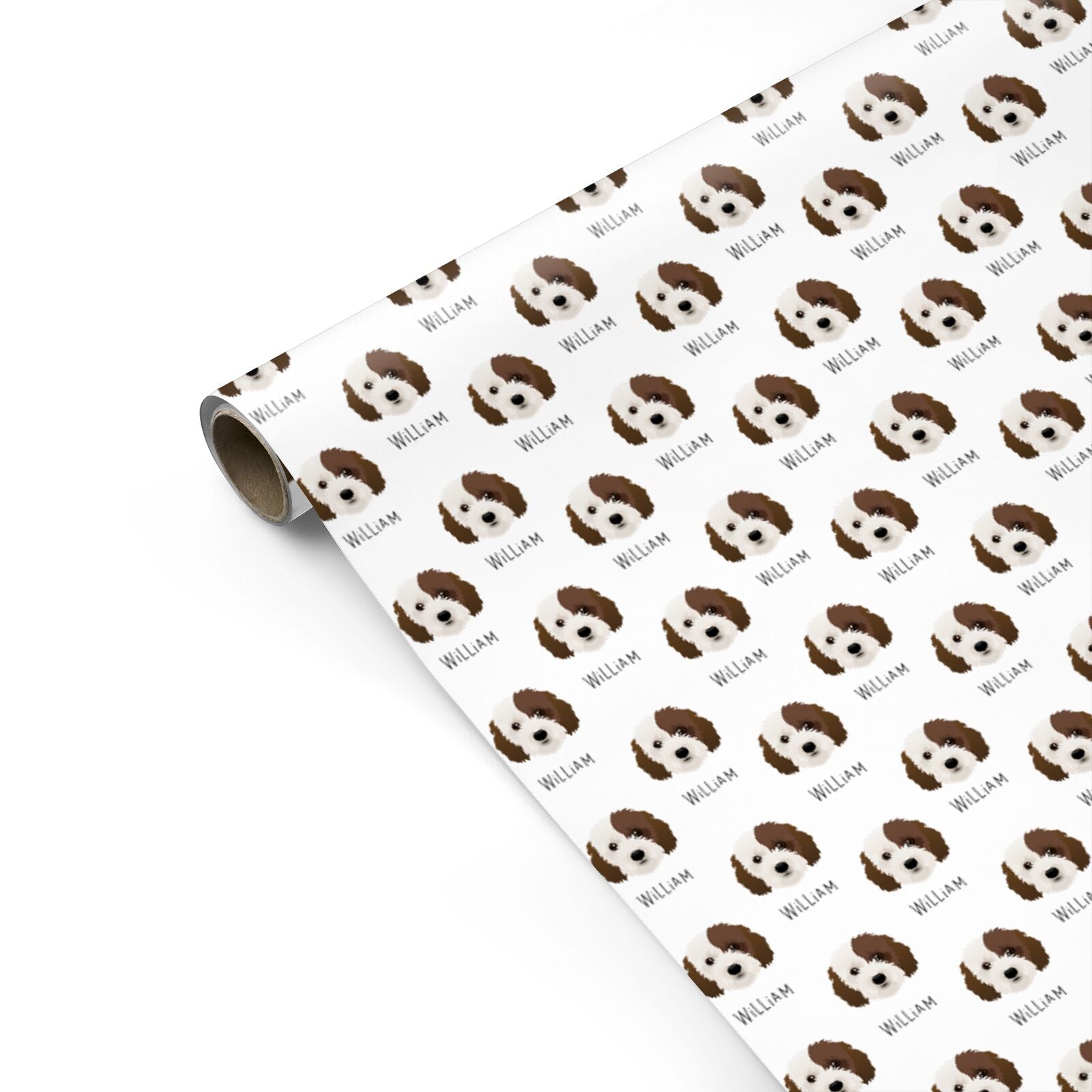 Cockapoo Icon with Name Personalised Gift Wrap