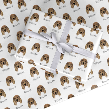 Cocker Spaniel Icon with Name Custom Wrapping Paper