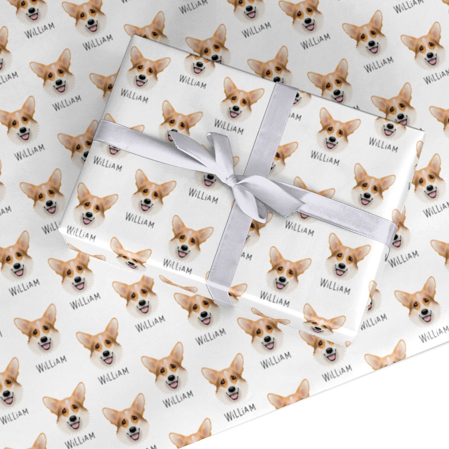 Corgi Icon with Name Custom Wrapping Paper