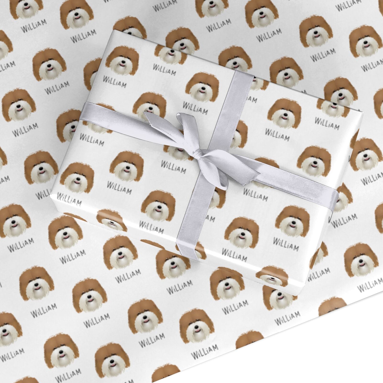 Coton De Tulear Icon with Name Custom Wrapping Paper