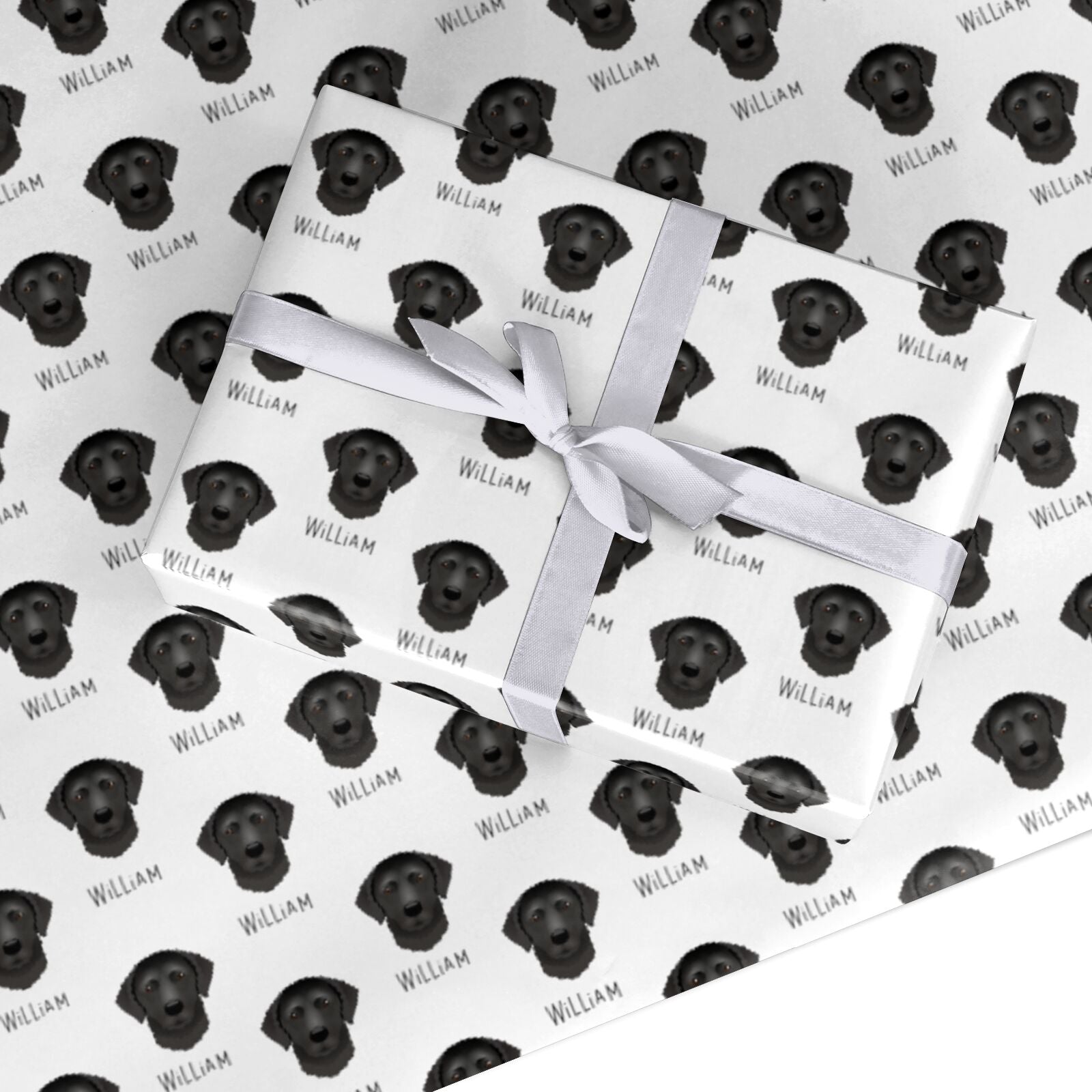 Curly Coated Retriever Icon with Name Custom Wrapping Paper