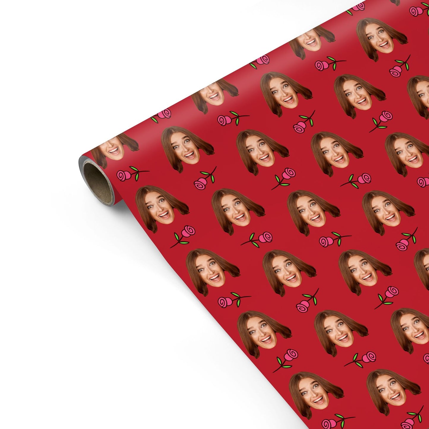 Custom Face and Roses Valentines Day Personalised Gift Wrap