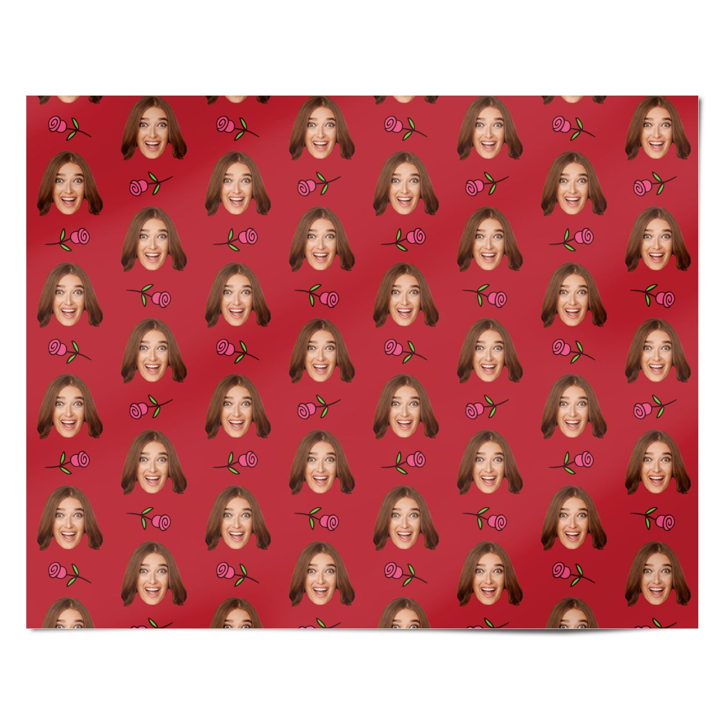 Custom Face and Roses Valentines Day Personalised Wrapping Paper Alternative