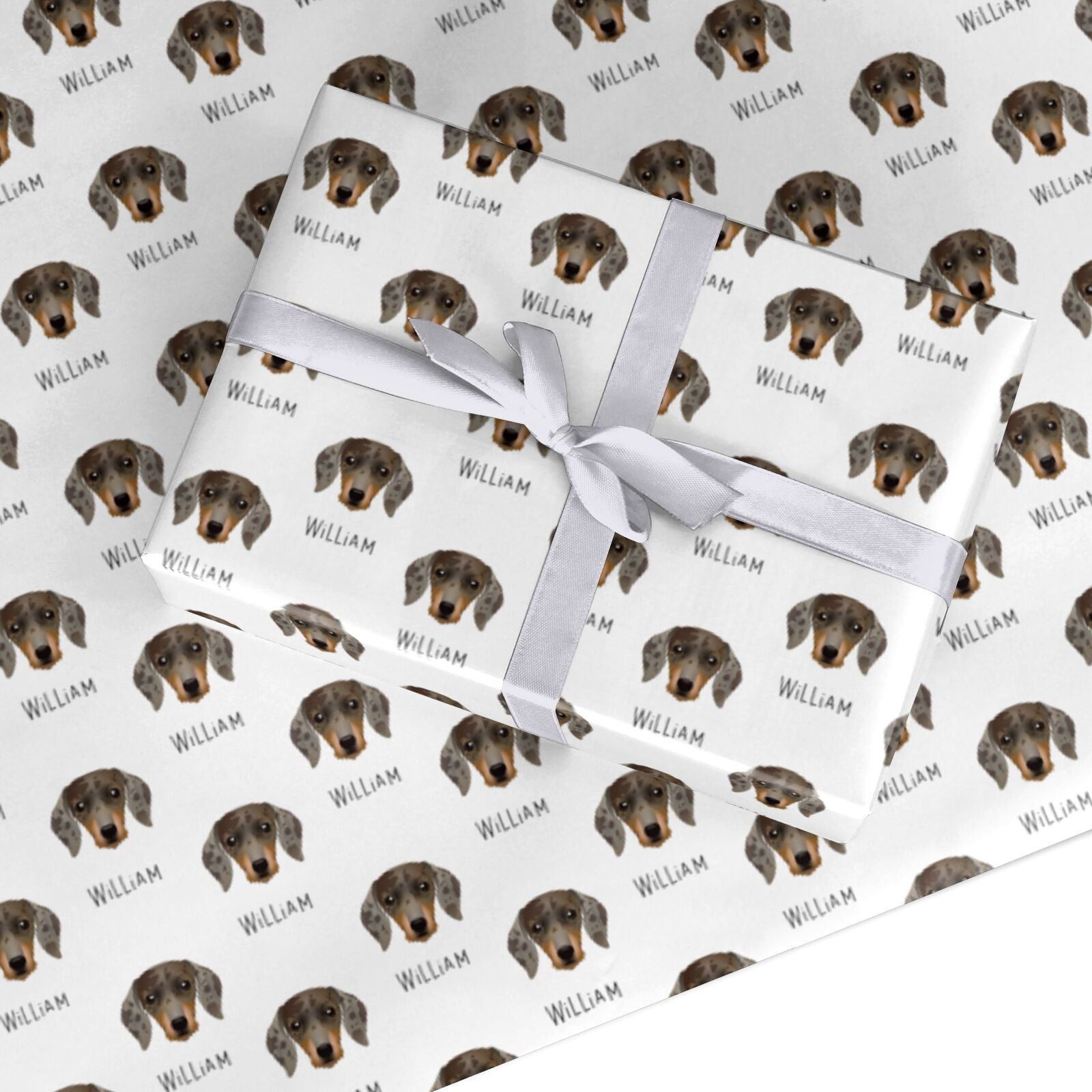 Dachshund Icon with Name Custom Wrapping Paper