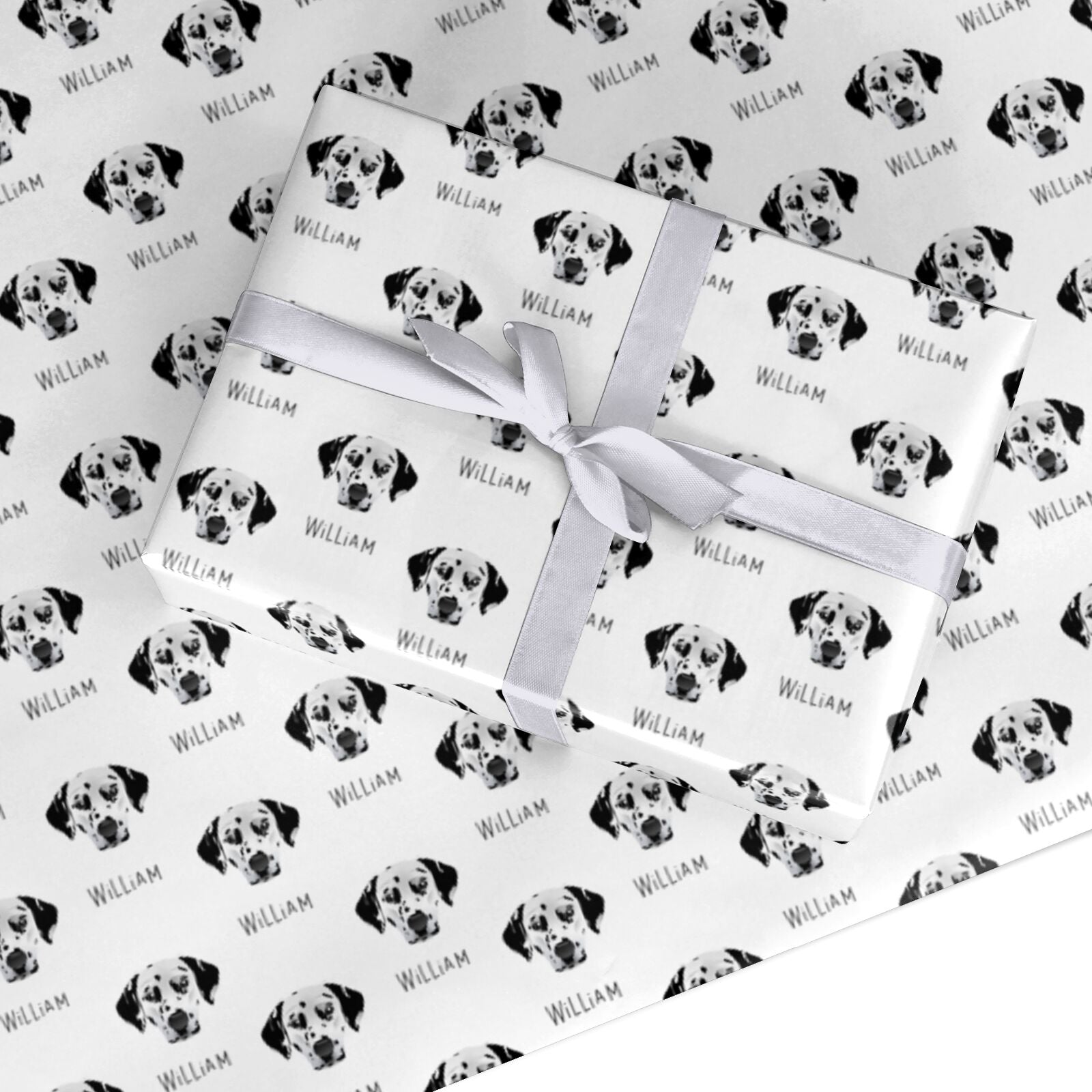 Dalmatian Icon with Name Custom Wrapping Paper