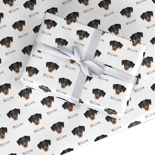 Dobermann Icon with Name Custom Wrapping Paper