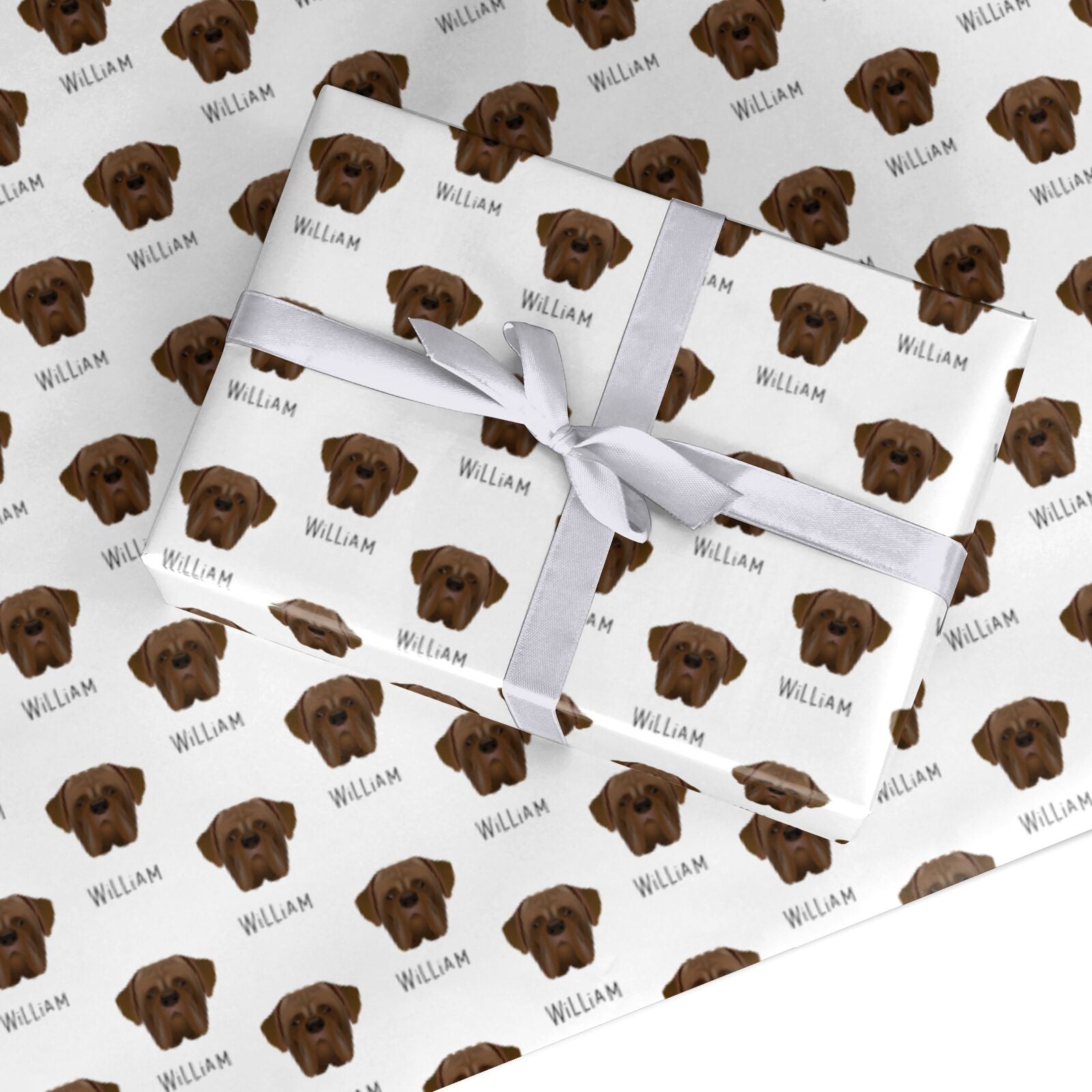 Dogue de Bordeaux Icon with Name Custom Wrapping Paper