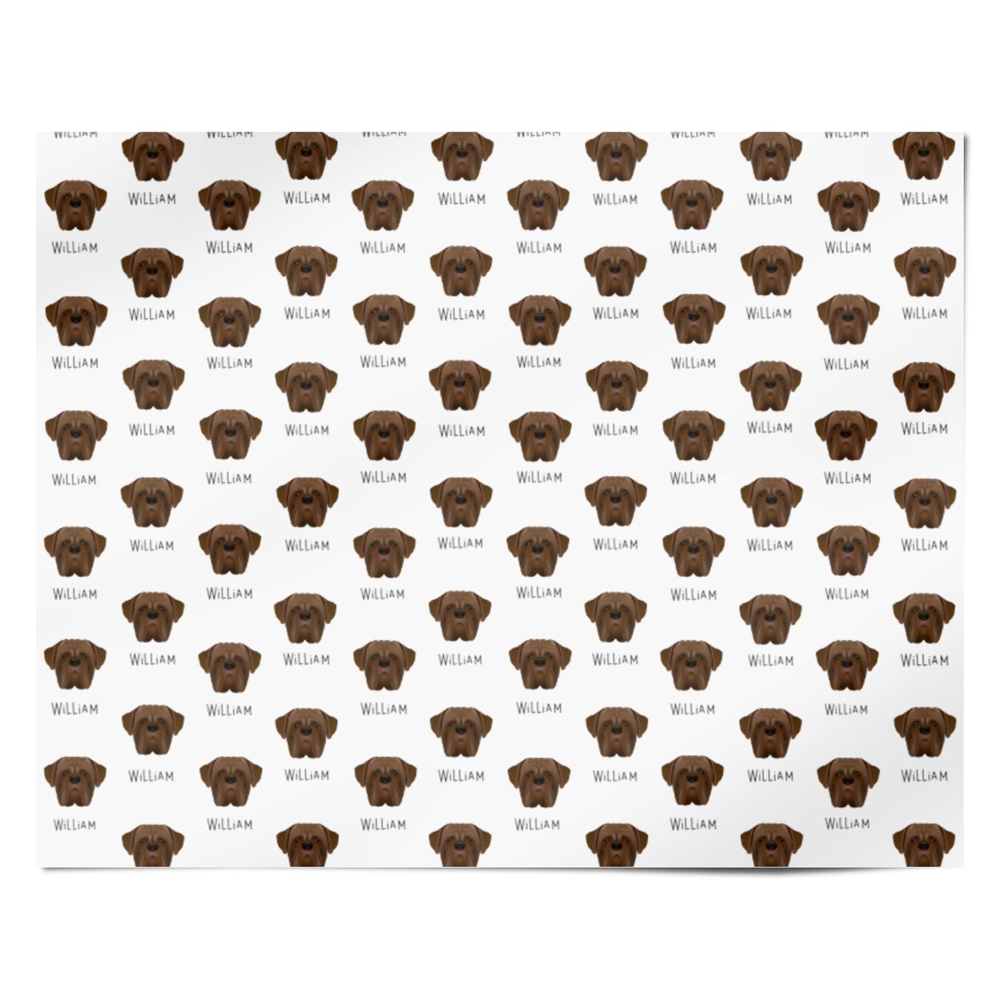 Dogue de Bordeaux Icon with Name Personalised Wrapping Paper Alternative