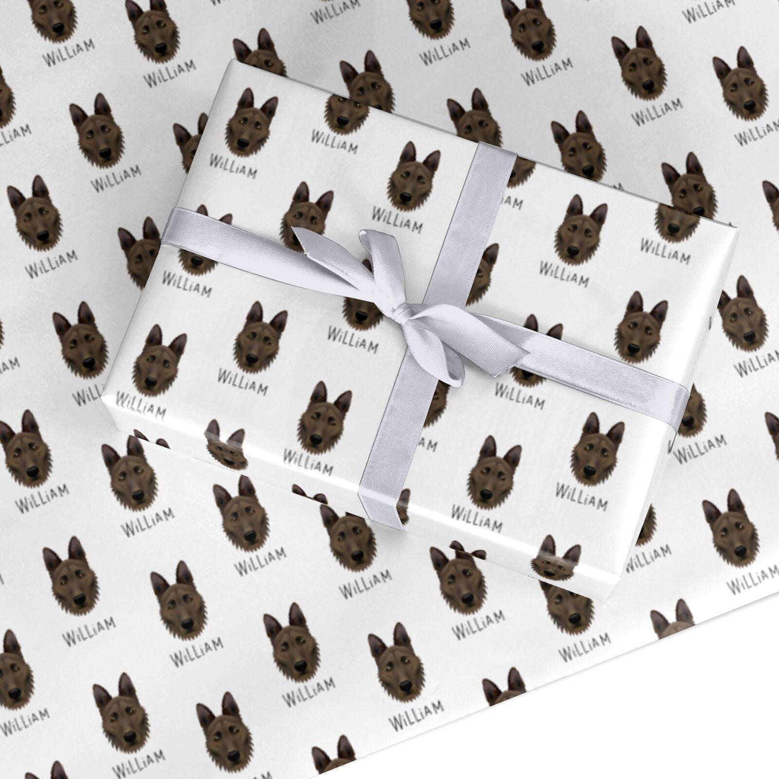 Dutch Shepherd Icon with Name Custom Wrapping Paper