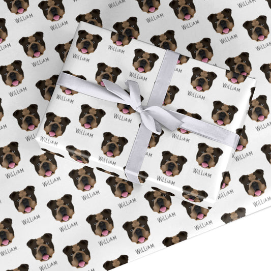 English Bulldog Icon with Name Custom Wrapping Paper