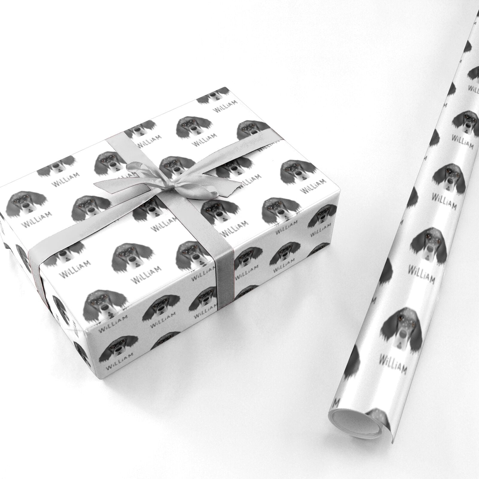 English Setter Icon with Name Personalised Wrapping Paper