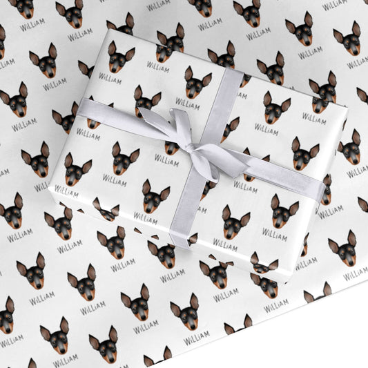 English Toy Terrier Icon with Name Custom Wrapping Paper