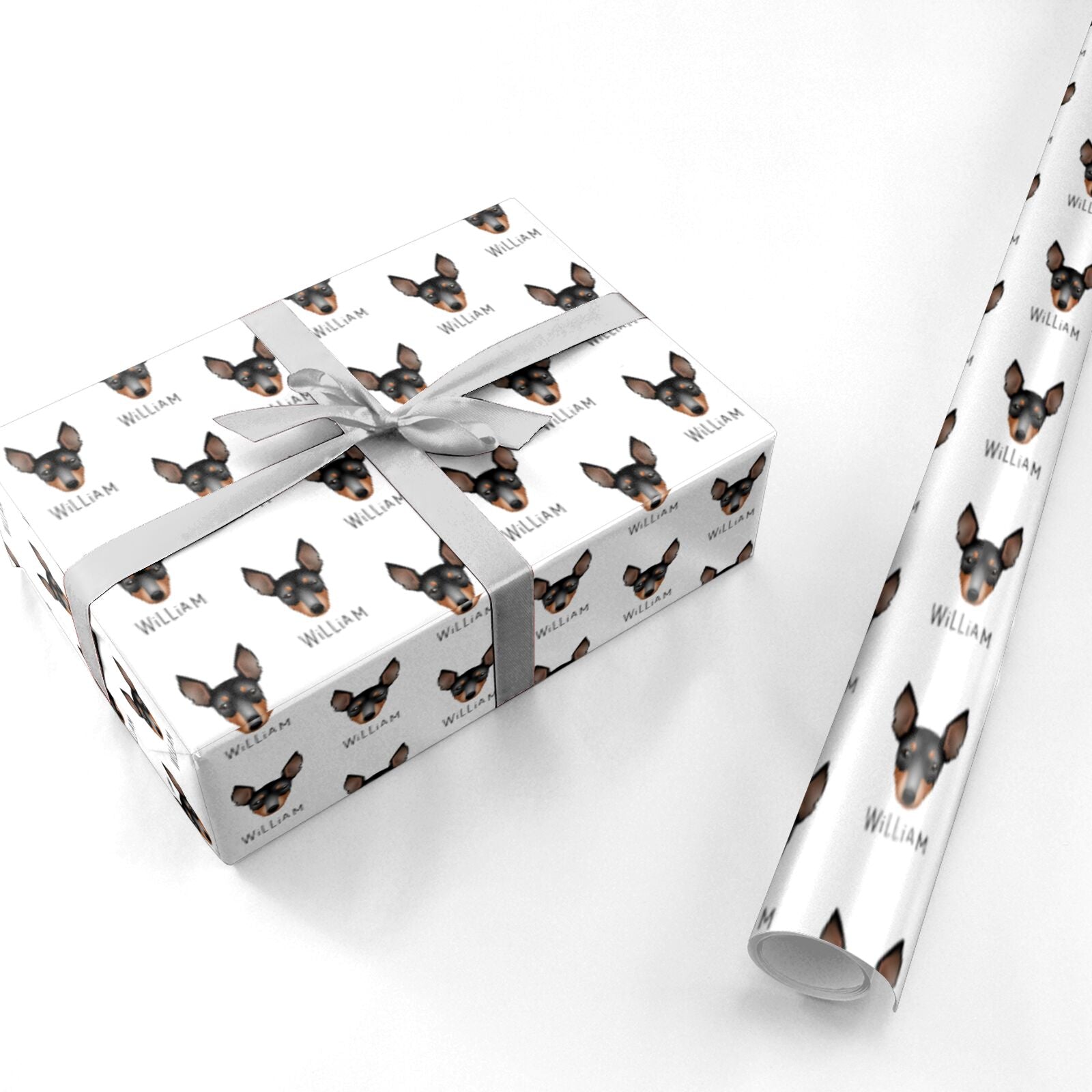 English Toy Terrier Icon with Name Personalised Wrapping Paper