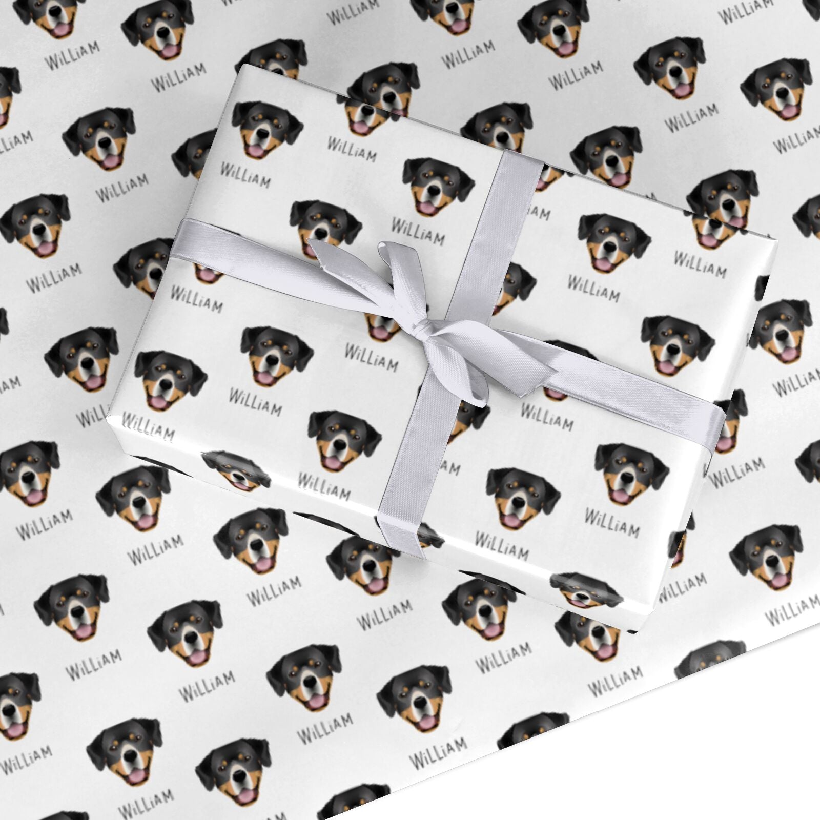 Entlebucher Mountain Dog Icon with Name Custom Wrapping Paper