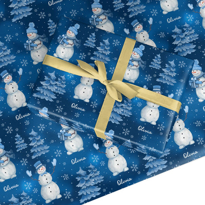 Festive Personalised Snowman Custom Wrapping Paper