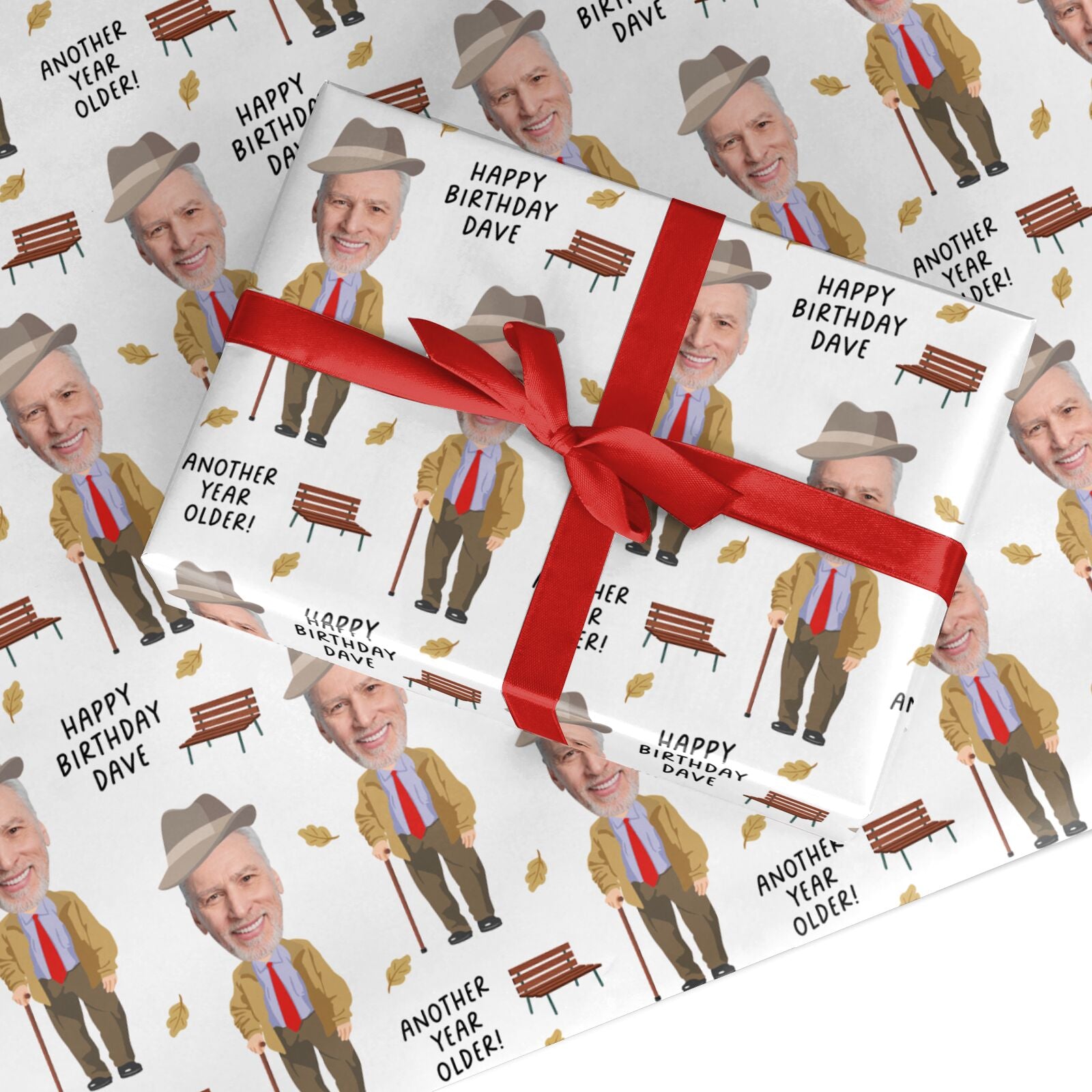 Funny Old Man Personalised Photo Face Custom Wrapping Paper