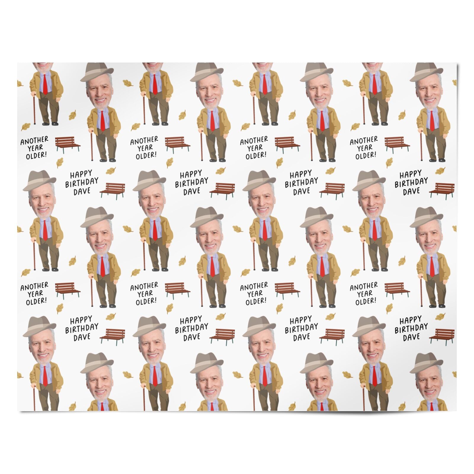 Funny Old Man Personalised Photo Face Personalised Wrapping Paper Alternative