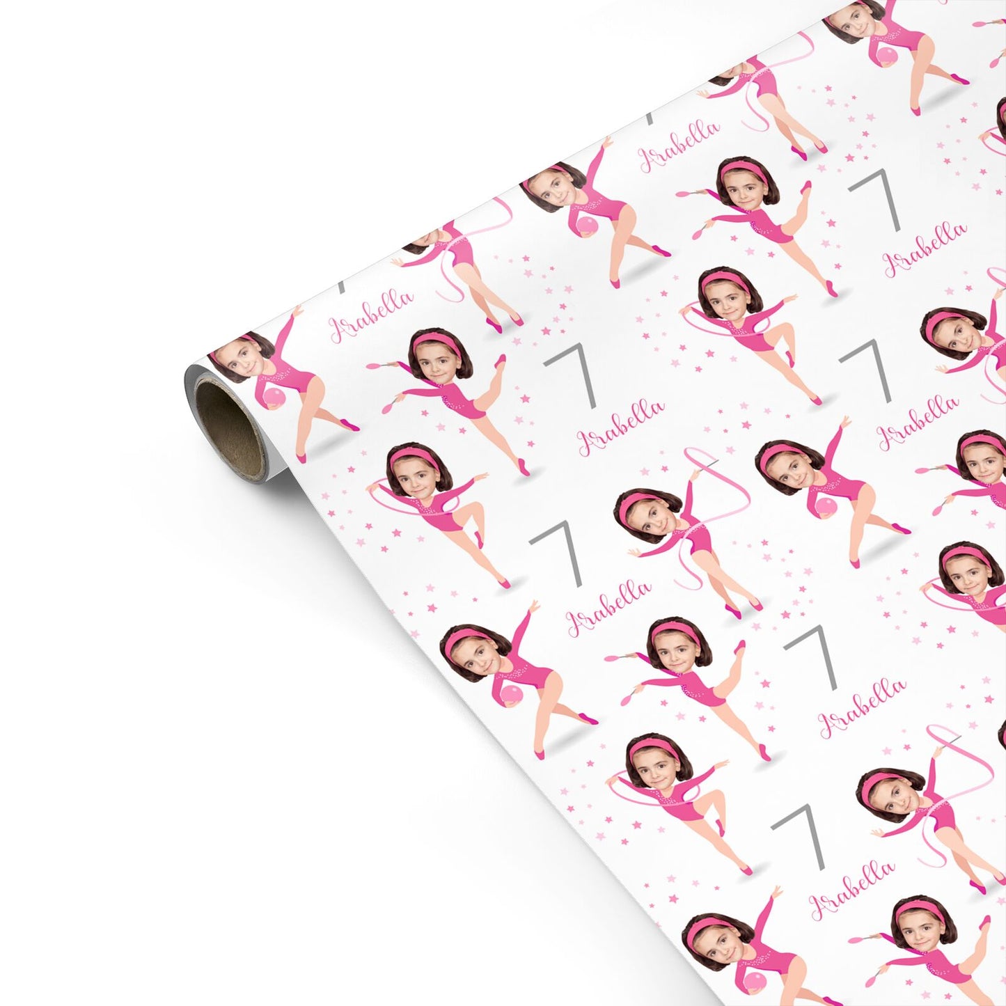 Girls Personalised Photo Face Gymnast Personalised Gift Wrap