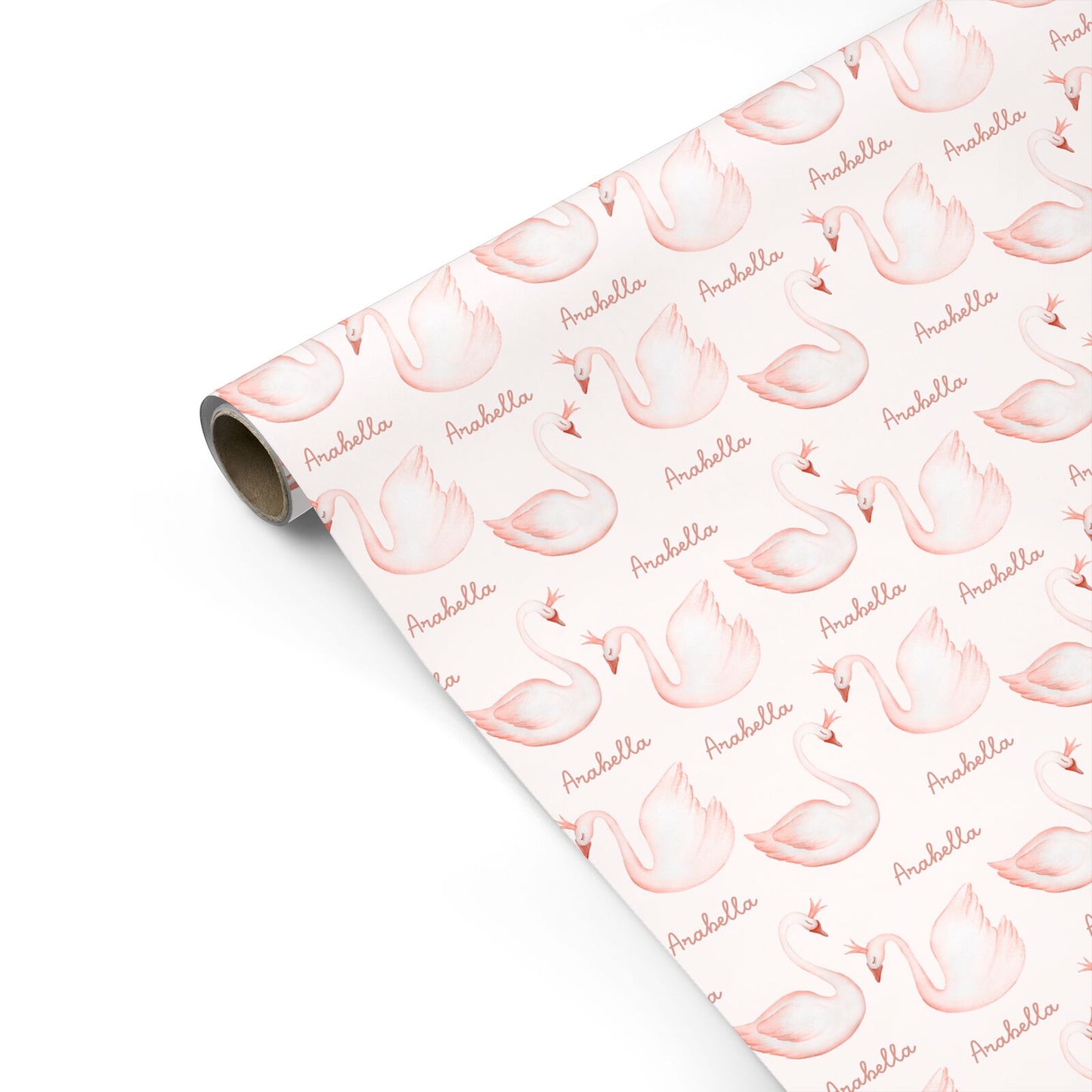 Girls Personalised Swan Personalised Gift Wrap