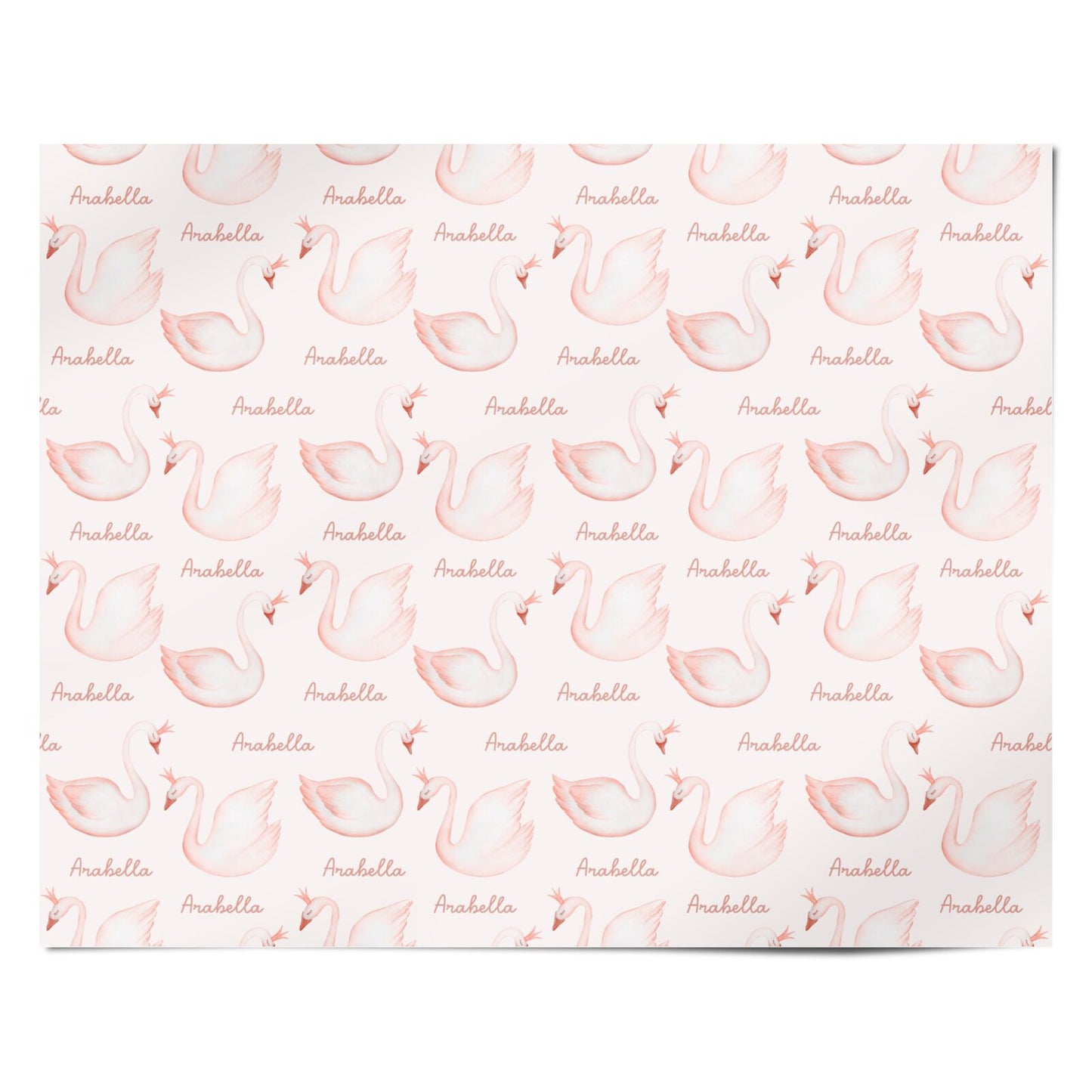 Girls Personalised Swan Personalised Wrapping Paper Alternative