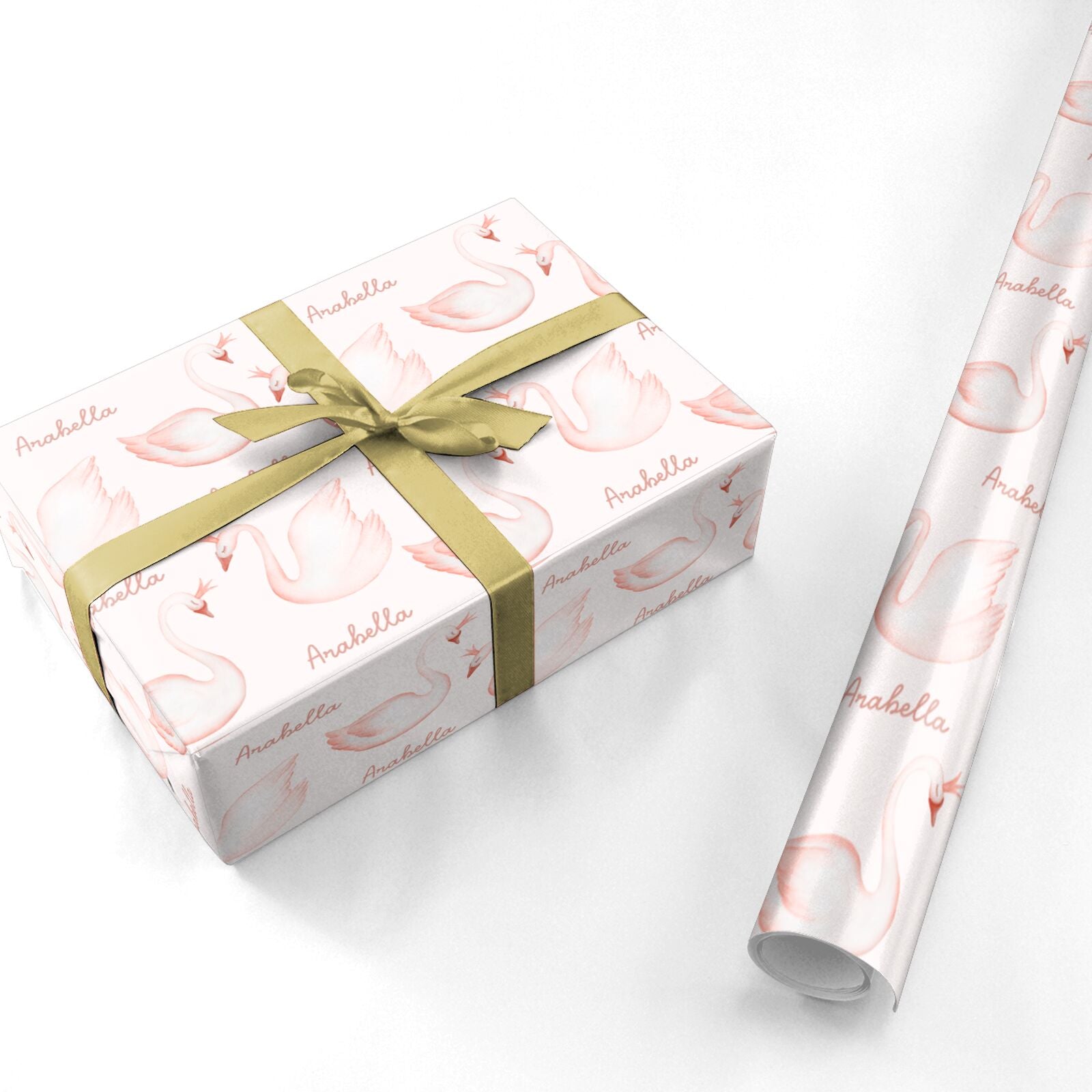 Girls Personalised Swan Personalised Wrapping Paper