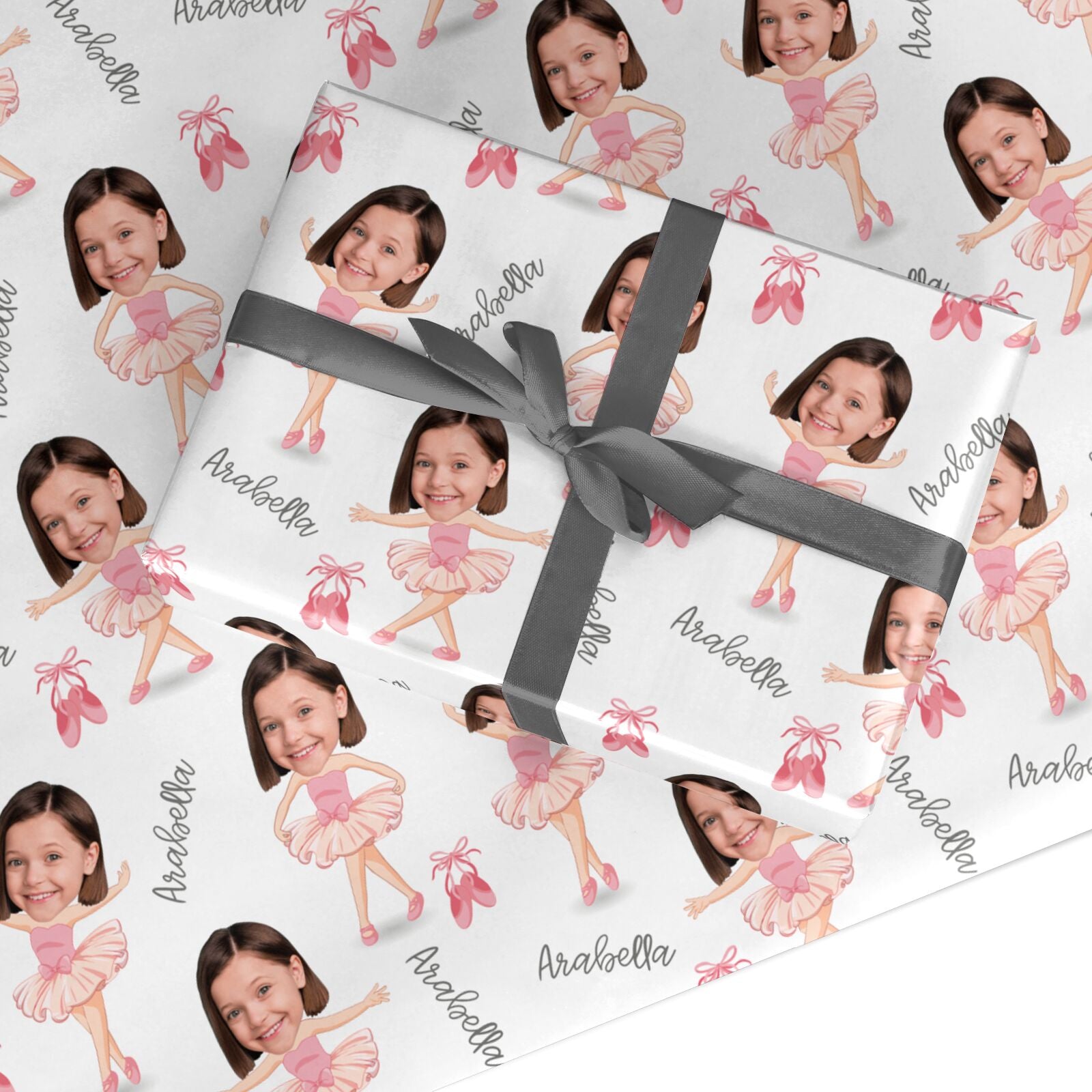 Girls Photo Face Ballerina Custom Wrapping Paper